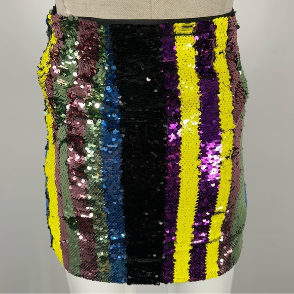 DO+BE Sequin Striped Mini Skirt - Multicolor S - Picture 3 of 8